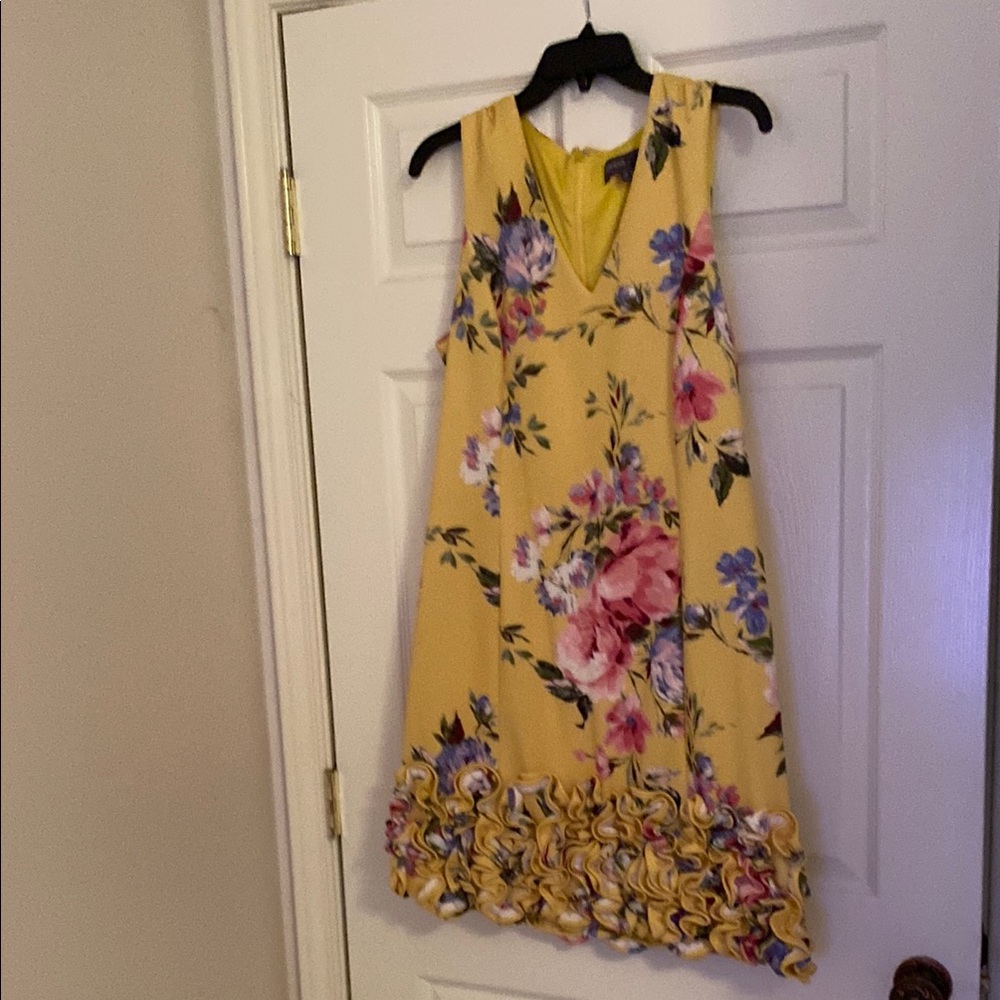 Yellow and Pink Sleeveless Halter Sundress for Wedding Guest